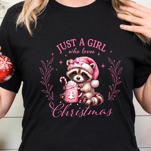 Nur ein Mädchen, das Weihnachten liebt Hemd, rosa Weihnachten, Waschbär-Hemd