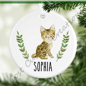 Personalized Bengal Cat Ornament, Cat Lover Gift, Kitten Ornament, First Christmas, Kids Ornament