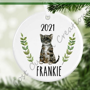 Personalized Multi Colored Tortoiseshell Cat  Ornament, Cat Lover Gift, First Christmas