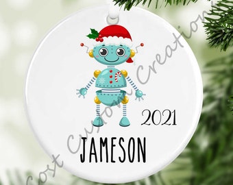 Personalized Kids Robot Christmas Ornament, First Christmas Gift, Baby Ornaments
