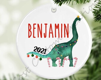 Personalized Dinosaur Christmas Ornament, Kids Ornament