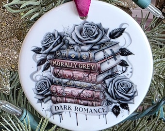 Adorno Moralmente Gris, Adorno de Romance Oscuro Booktok, Regalo para Lectores de Literatura Obscena, Decoración Navideña de Dark Academia, Chica Buena, Club de Lectura Picante