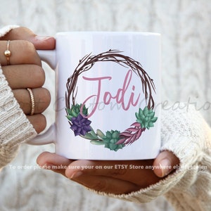 Personalized Plant Mom Succulent Gift Mug, Plant Mama Mug