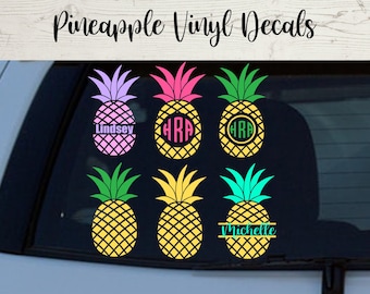 Chevron Pineapple Monogram Vinyl Die Cut Decal Sticker for Car Laptop etc MGM704