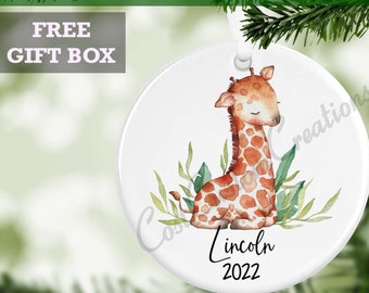 Giraffe Personalized Christmas Ornament Keepsake, Baby's First Christmas, Gifts for Kids, Personalized Gifts, Christmas Gifts