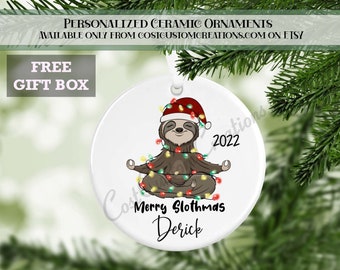 Merry Slothmas Ornament, Sloth Gifts, Kids Gifts, Personalized Gifts, Christmas Gifts