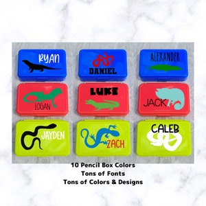 Back To School Reptile Pencil Case, Personalized Pencil Box, Boys School Supplies, Monogram Pencil Box, Personalized Storage Box, Lizard