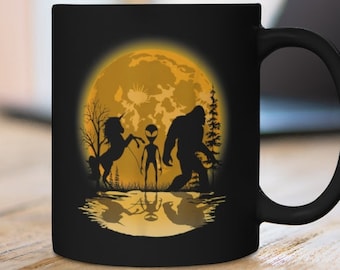 bigfoot, unicorn, alien, fishing, mug, coffee mug, unicorn mug, gifts under 25