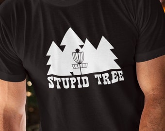 Disco de golfe, camisetas de golfe de disco, esportes ao ar livre, camisetas de árvore estúpida, presentes de golfe de disco, golfe de frisbee, doink, árvore estúpida