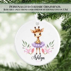 Ballet Giraffe Girls Personalized Christmas Ornament, Ballerina Ornament, Gifts for Kids, Personalized Gifts, Christmas Gifts,Dancer Gift