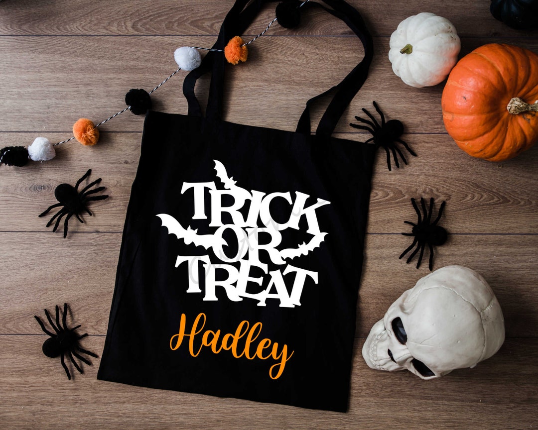 Trick or Treat Bag, Kids Candy Bag, Personalized Halloween Tote Bag - Etsy