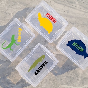 Kids Reptile Back To School Supplies Personalized Crayon Box, Craft Storage, Kindergarten Supplies, Stacking Crayon Box