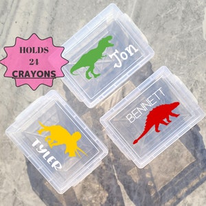 Back To School Supplies Personalized Crayon Box,  Dinosaur, Craft Storage, Kindergarten Supplies, Stacking Crayon Box