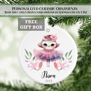 Ballet Owl Girls Personalized Christmas Ornament, Ballerina Ornament, Gifts for Kids, Personalized Gifts, Christmas Gifts,Dancer Gift