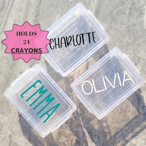 Back To School Supplies Personalized Crayon Box, Name Crayon Case, Craft Storage, Kindergarten Supplies, Stacking Crayon Box