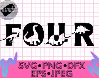 Dinosaurus nummers vier 4 SVG, dinosaurus verjaardag svg, dinosaurus verjaardag shirts svg, 4e verjaardag