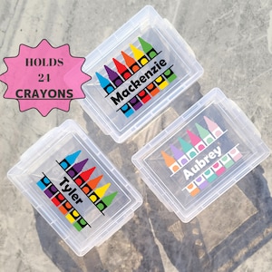 Back To School Supplies Personalized Crayon Box, Craft Storage, Kindergarten Supplies, Stacking Crayon Box