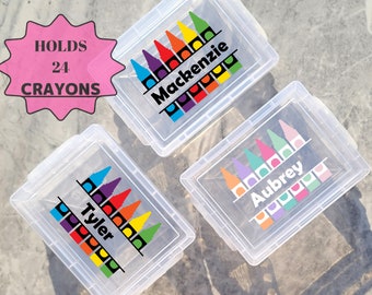 Back To School Supplies Personalized Crayon Box, Craft Storage, Kindergarten Supplies, Stacking Crayon Box