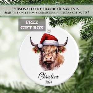 Highland Cow Ornament, Farm Animal Gifts, Cow Ornament, Gifts for Her, Christmas Ornament