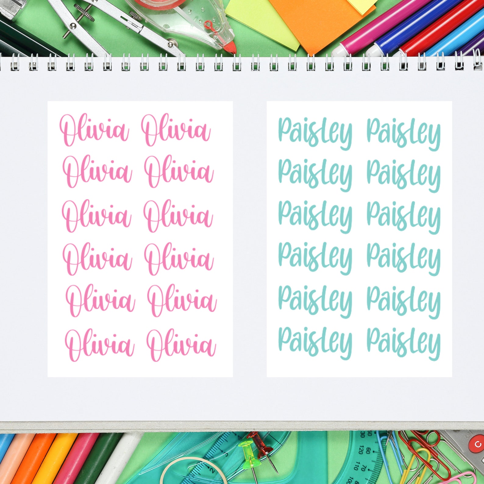 Back to School Supplies Vinyl Name Label Decal Stickers, Name Labels ...