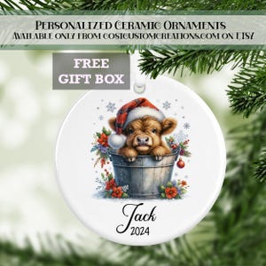 Highland Cow Ornament, Farm Animal Gifts, Cow Ornament, Gifts for Her, Christmas Ornament