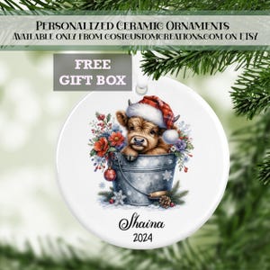 Highland Cow Ornament, Farm Animal Gifts, Cow Ornament, Gifts for Her