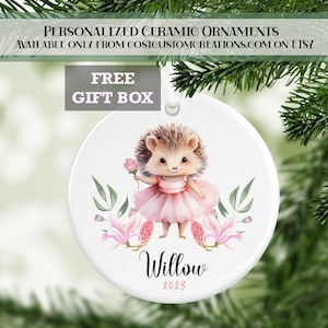 Ballet Hedgehog Girls Personalized Christmas Ornament, Ballerina Ornament, Gifts for Kids, Personalized Gifts, Christmas Gifts,Dancer Gift