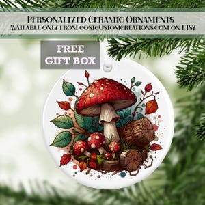 Mushroom Ornament Personalized Gift Christmas Ornament Stained Glass Effect