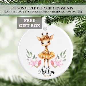 Ballet Giraffe Girls Personalized Christmas Ornament, Ballerina Ornament, Gifts for Kids, Personalized Gifts, Christmas Gifts, Dancer Gift