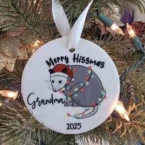 Merry Hissmas Opossum Ornament, Opossum Gifts, Kids Gifts, Personalized Gifts, Christmas Gifts, Funny Gifts image 6