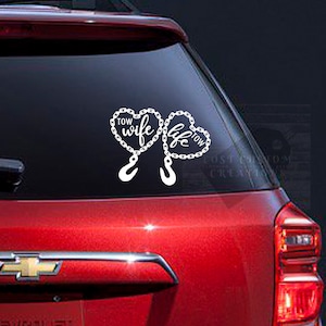 Tow Wife Tow Life Vinyl Car Decals  Tow Chains Thin Yellow Line Tow Lives Matter