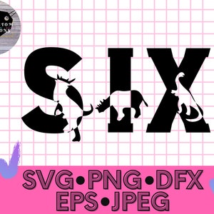 Dinosaur Numbers six 6 SVG,  dinosaur birthday svg, dinosaur birthday shirts svg, 6th Birthday