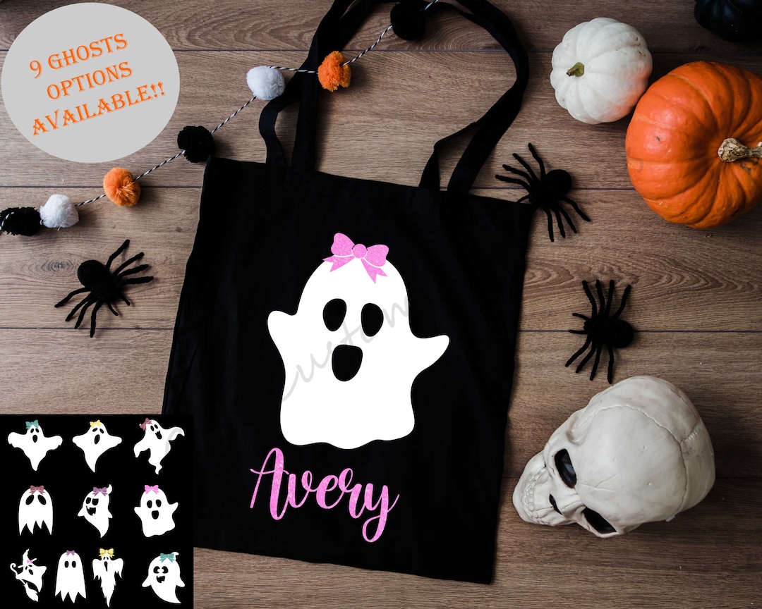 Girl Ghost Halloween Trick or Treat Bag, Kids Candy Bag, Personalized ...