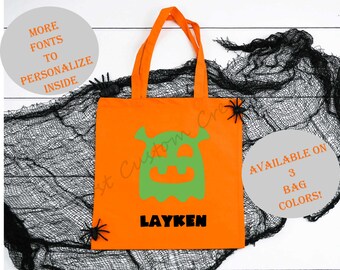 Bolsa de truco o trato de monstruo, bolsa de dulces para niños, bolsa de mano de Halloween personalizada