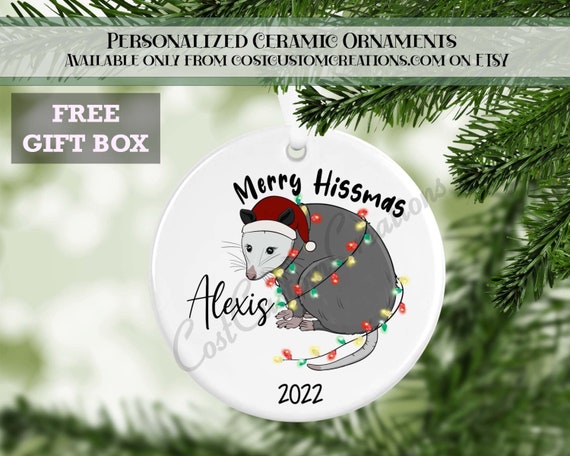 Merry Hissmas Opossum Ornament, Opossum Gifts, Kids Gifts, Personalized Gifts, Christmas Gifts, Funny Gifts