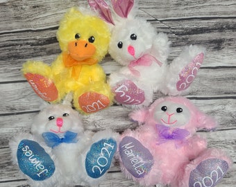 Personalized Easter Plush, Easter Basket Stuffer, Easter Bunny, Easter, Lamb, Duck, Stuffie, Gift, Kids