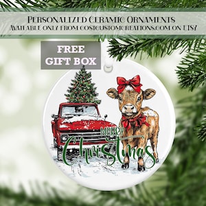 Highland Cow Ornament, Farm Animal Gifts, Cow Ornament, Gifts for Her, Christmas Ornament