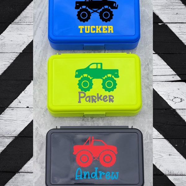 Back to School Monster Truck Pencil Case Personalized Boys Pencil Box School Supplies Organizer