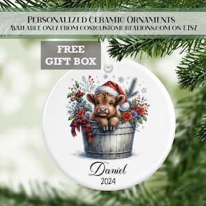 Highland Cow Ornament, Farm Animal Gifts, Cow Ornament, Gifts for Her, Christmas Ornament