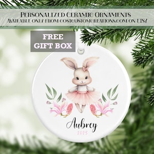 Ballet Bunny Girls Personalized Christmas Ornament, Ballerina Ornament, Gifts for Kids, Personalized Gifts, Christmas Gifts,Dancer Gift