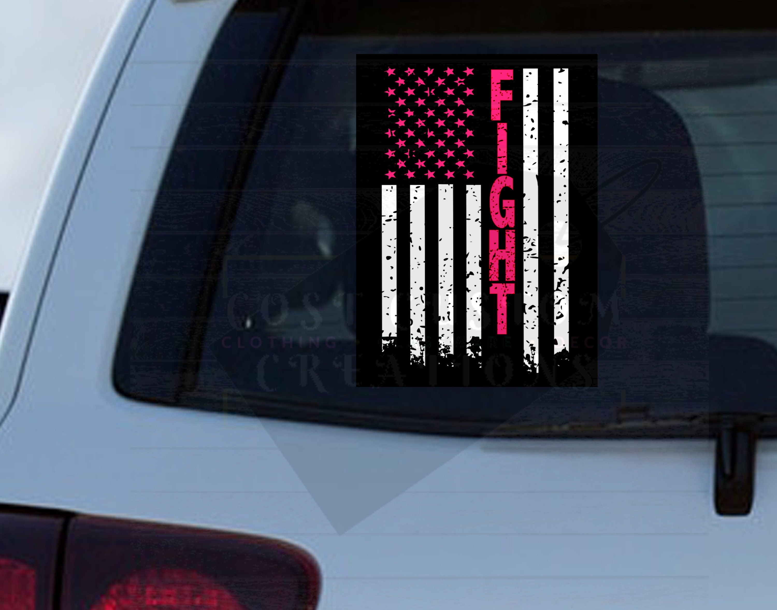 Breast Cancer Distressed Flag Decal | Etsy