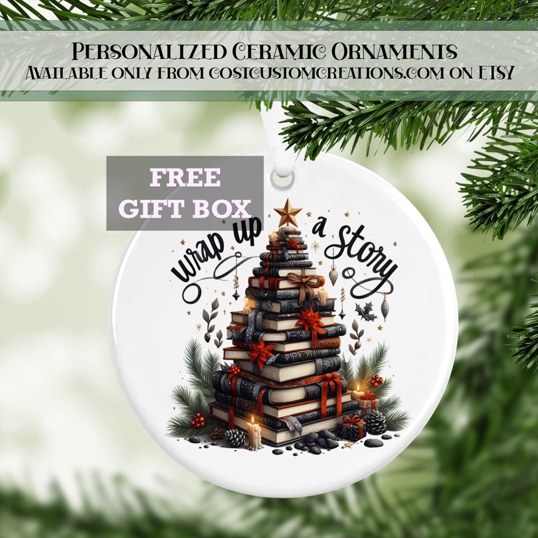 Ornamento per albero di Natale, per amanti dei libri, ornamento natalizio per libreria, ciondolo per albero in acrilico, regalo per la sua bibliotecaria, decorazione natalizia vintage per albero di