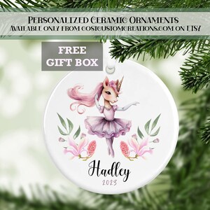 Ballet Unicorn Girls Personalized Christmas Ornament, Ballerina Ornament, Gifts for Kids, Personalized Gifts, Christmas Gifts,Dancer Gift