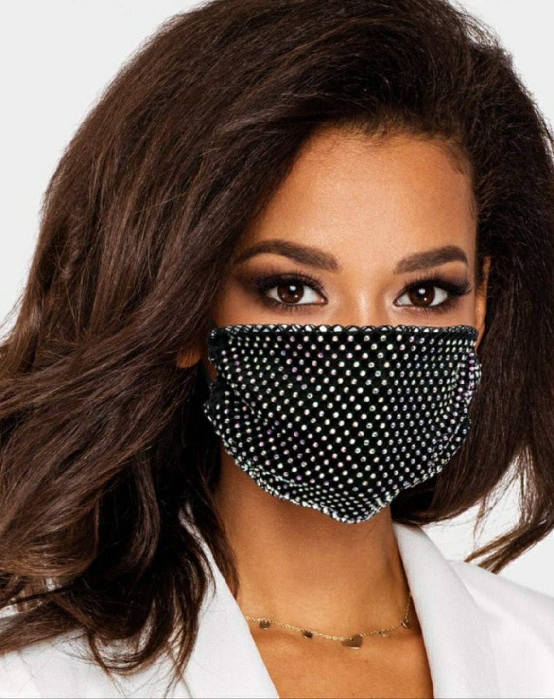 Black rhinestone Face Mask Mesh face mask with bling Washable Etsy