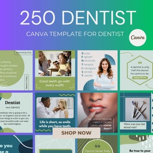 250 szablonów dla dentystów - media społecznościowe dla dentystów - szablony na Instagramie dla dentystów - post w mediach społecznościowych dla dentystów