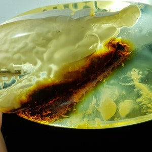 Pendant made of natural Baltic amber, white frosty pattern,3gram