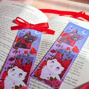 Anime - kleine heks - Jiji en Lily - kat boekenlegger - met of zonder strik - 2 x 6 inch