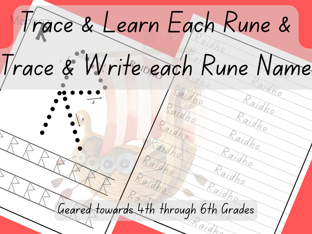 Trace Each Rune and Trace and Write Each Rune Name 4th Through 6th ...