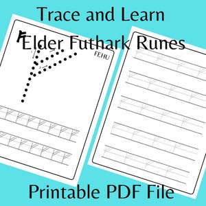 Trace and Learn Elder Futhark Runes for Homeschooling Norse Pagan Homeschool Witch Homeschool Preschoolthrough 3rd grade