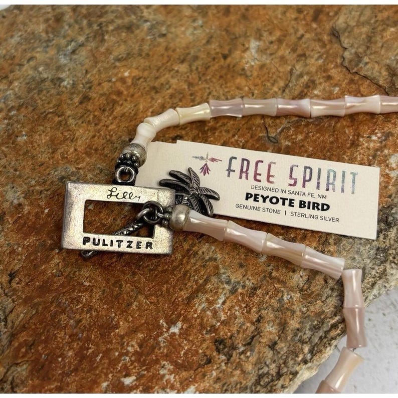 NEUE Lilly Pulitzer x Peyote Vogel Sterling Silber Perlmutt Halskette J193 Bild 3
